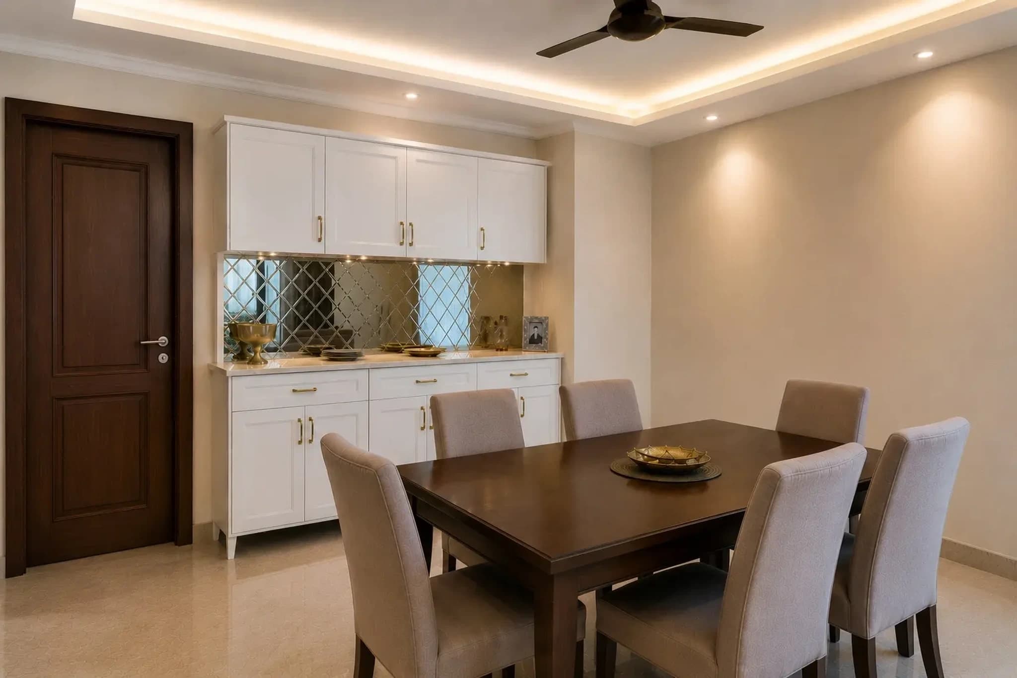 Modern Classic 3BHK Residence with Warm Beige & Walnut Interiors — gallery 1 | IndecSpace
