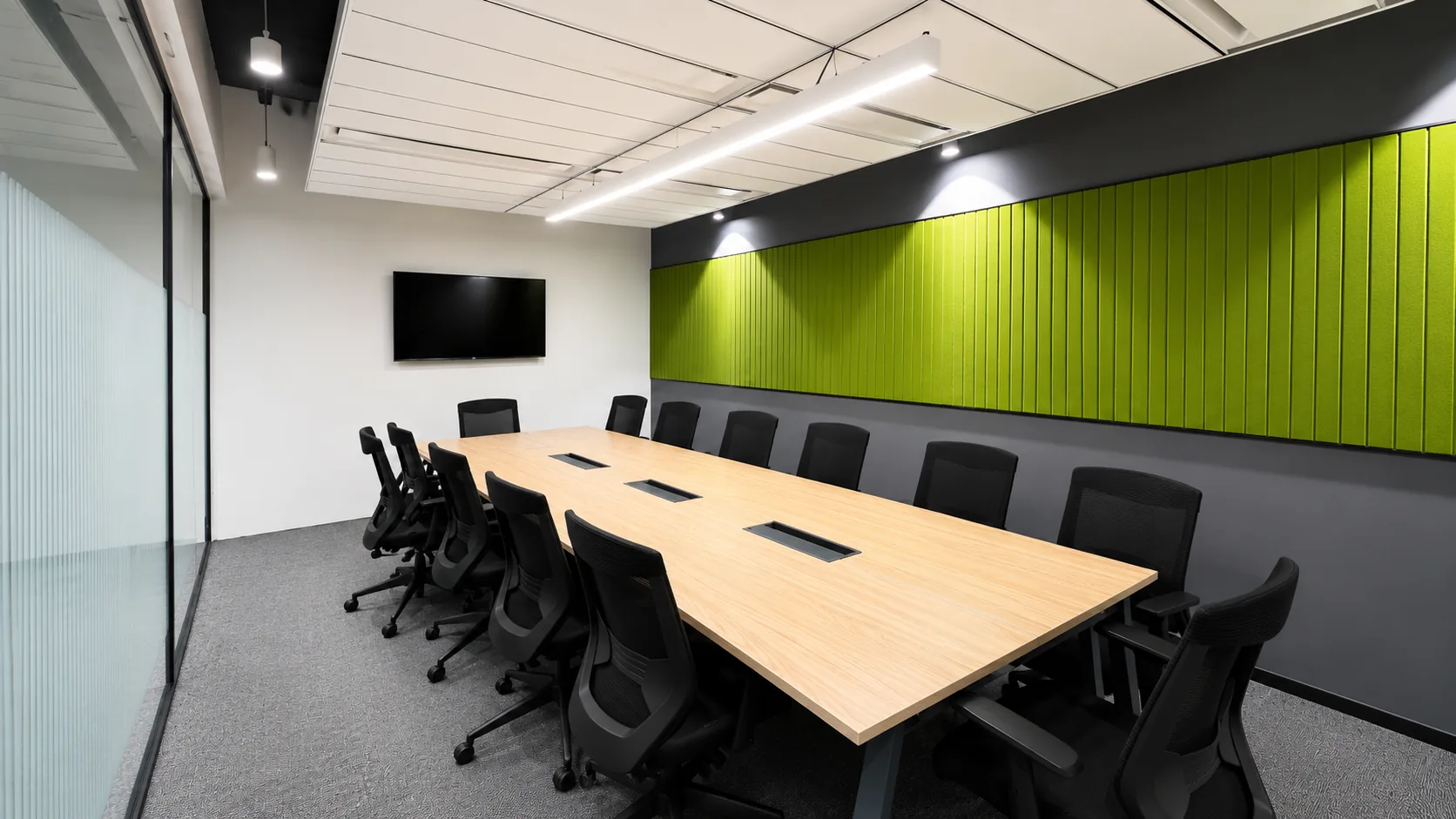 Office Boardroom with Acoustic Panelling by IndecSpace