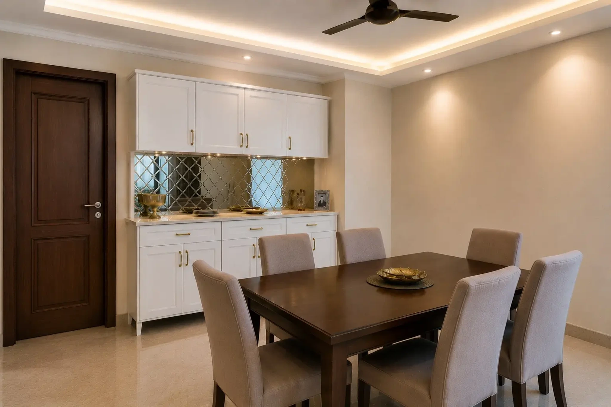 Modern Classic 3BHK Residence with Warm Beige & Walnut Interiors — gallery 1 | IndecSpace