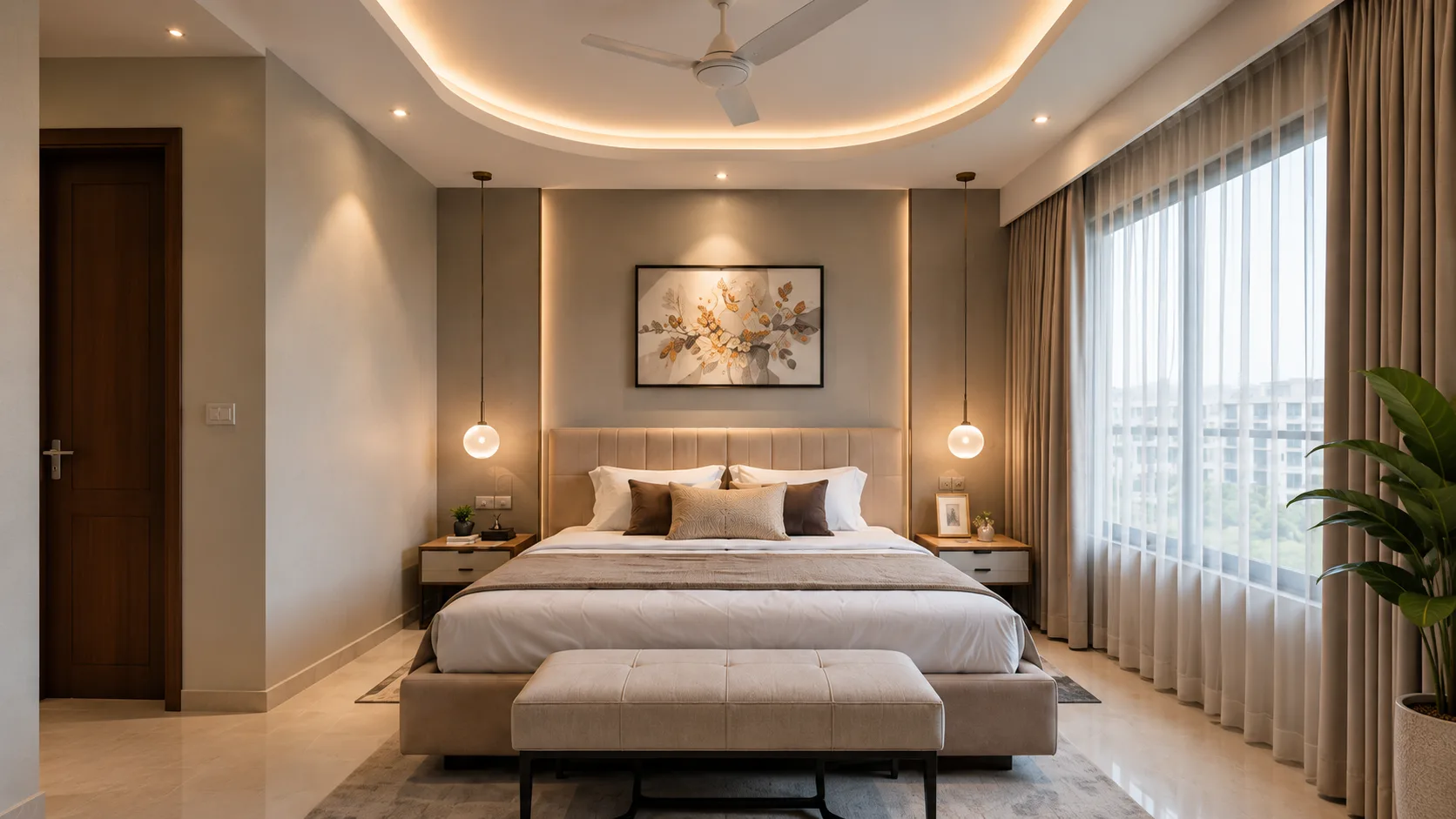 Modern Gypsum Ceiling with a Rounded Rectangular Cove | Interior Design Idea by IndecSpace