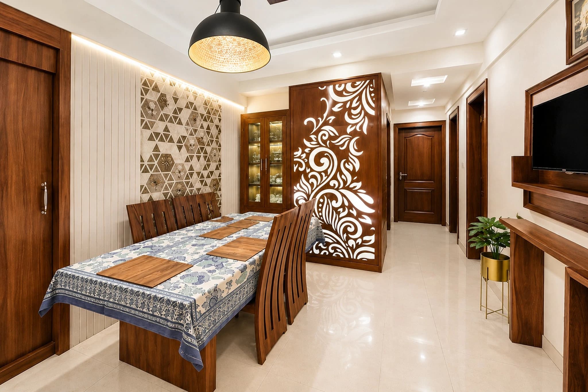Luxury Contemporary 3BHK Interiors with Warm Wooden Elegance — detail | IndecSpace